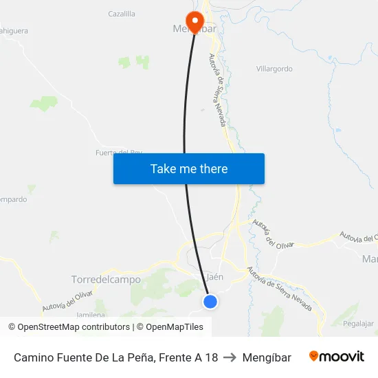 Camino Fuente De La Peña, Frente A 18 to Mengíbar map