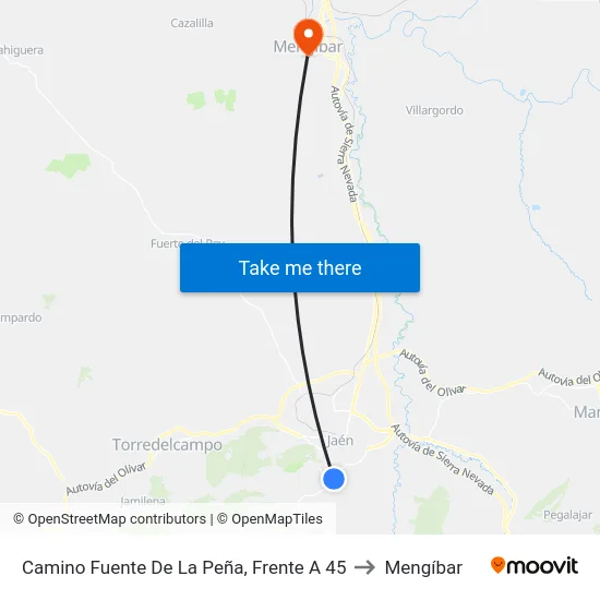 Camino Fuente De La Peña, Frente A 45 to Mengíbar map