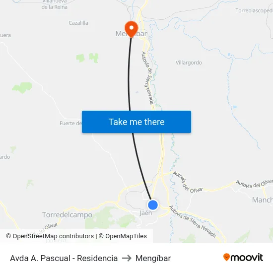 Avda A. Pascual - Residencia to Mengíbar map