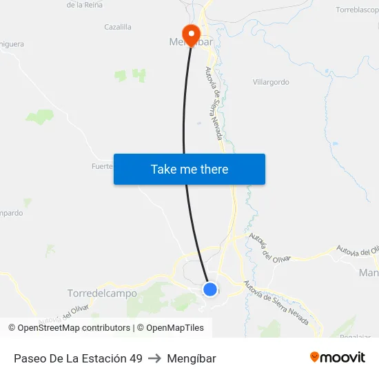 Paseo De La Estación 49 to Mengíbar map