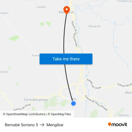Bernabé Soriano 5 to Mengíbar map
