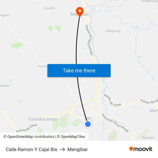 Calle Ramon Y Cajal Bis to Mengíbar map