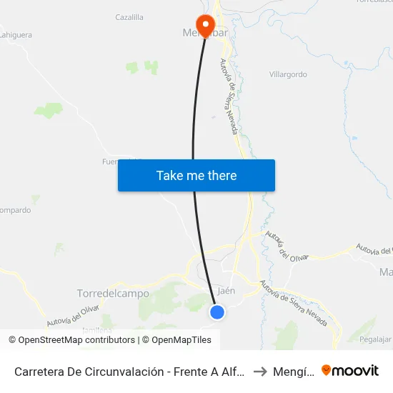 Carretera De Circunvalación - Frente A Alférez Rojas to Mengíbar map