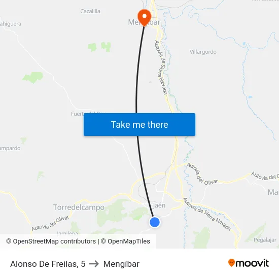 Alonso De Freilas, 5 to Mengíbar map