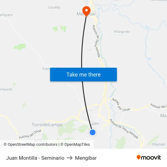 Juan Montilla - Seminario to Mengíbar map