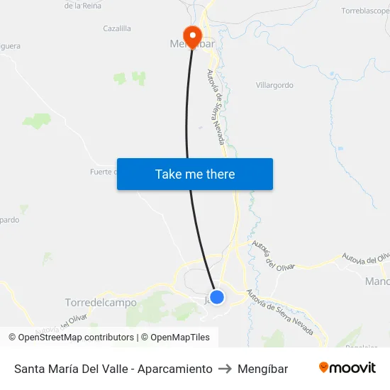 Santa María Del Valle - Aparcamiento to Mengíbar map