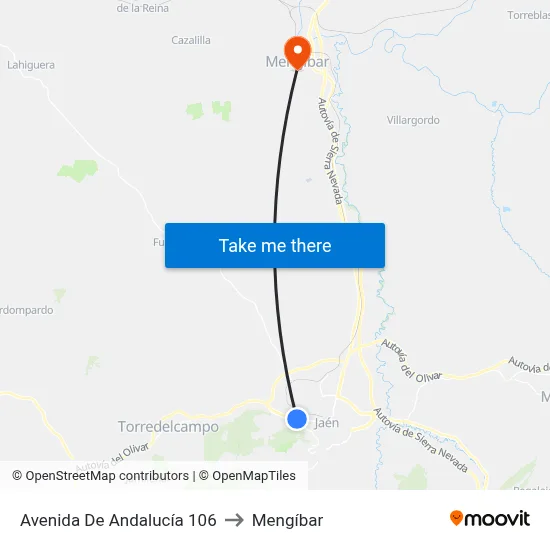 Avenida De Andalucía 106 to Mengíbar map