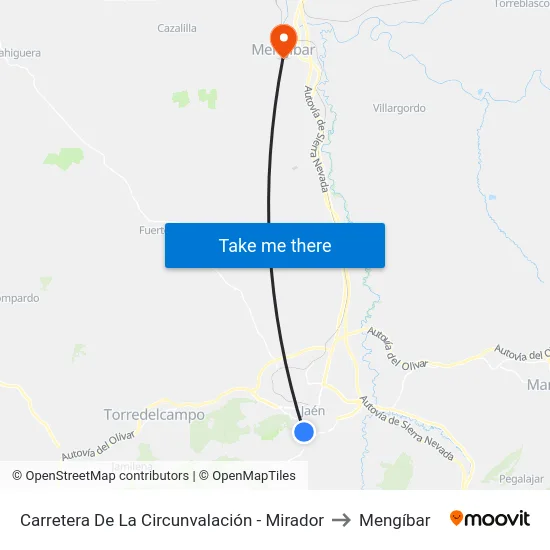Carretera De La Circunvalación - Mirador to Mengíbar map