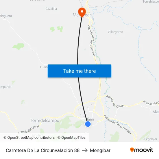Carretera De La Circunvalación 88 to Mengíbar map