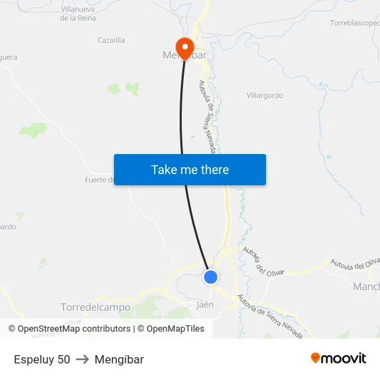 Espeluy 50 to Mengíbar map