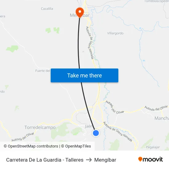 Carretera De La Guardia - Talleres to Mengíbar map