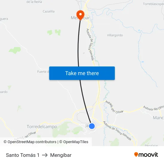 Santo Tomás 1 to Mengíbar map