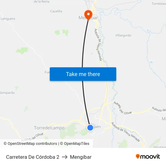 Carretera De Córdoba 2 to Mengíbar map