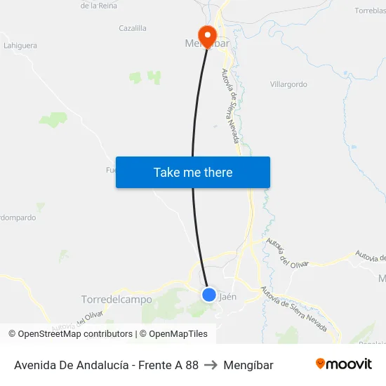 Avenida De Andalucía - Frente A 88 to Mengíbar map
