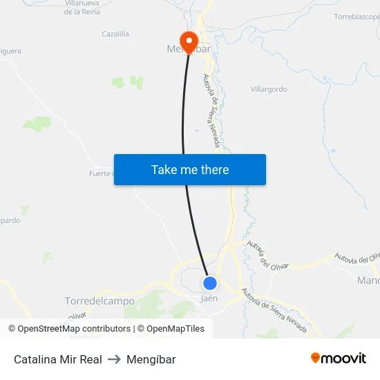 Catalina Mir Real to Mengíbar map