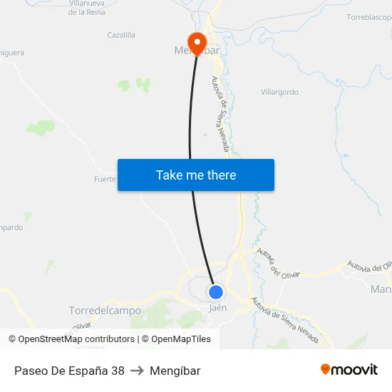 Paseo De España 38 to Mengíbar map