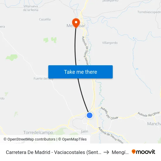 Carretera De Madrid - Vaciacostales (Sentido Jaén) to Mengíbar map