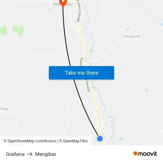 Grañena to Mengíbar map
