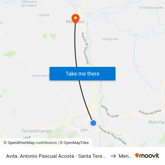 Avda. Antonio Pascual Acosta - Santa Teresa (Sentido Puente Tablas) to Mengíbar map