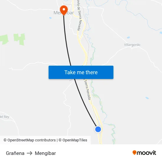 Grañena to Mengíbar map