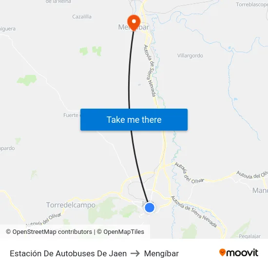 Estación De Autobuses De Jaen to Mengíbar map