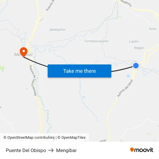 Puente Del Obispo to Mengíbar map