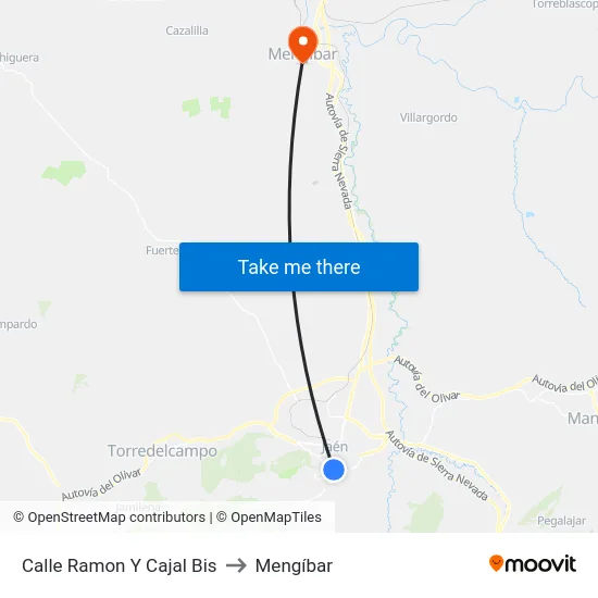 Calle Ramon Y Cajal Bis to Mengíbar map
