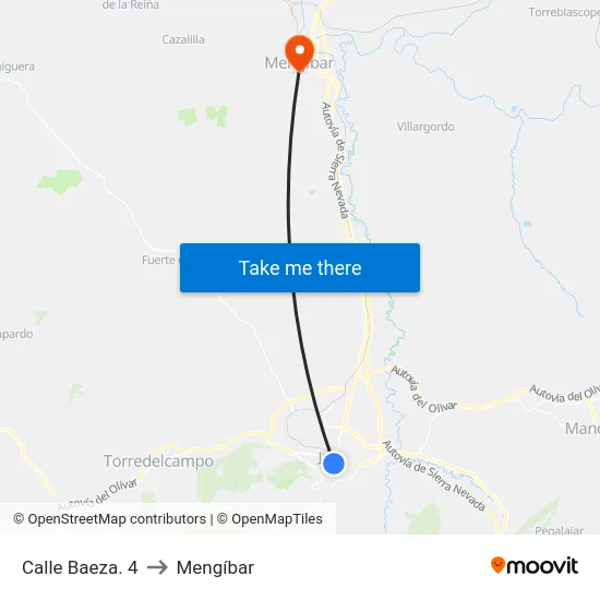 Calle Baeza. 4 to Mengíbar map