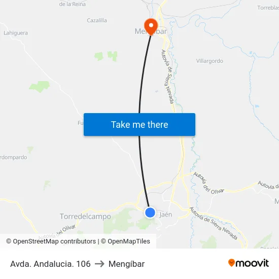 Avda. Andalucia. 106 to Mengíbar map