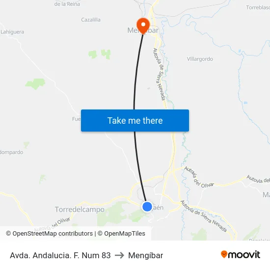 Avda. Andalucia. F. Num 83 to Mengíbar map