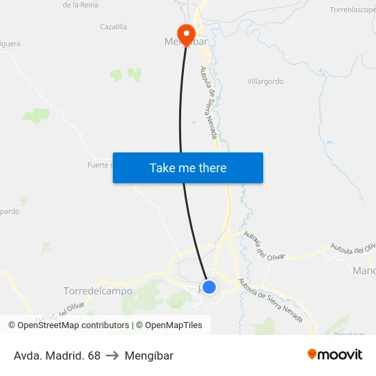 Avda. Madrid. 68 to Mengíbar map