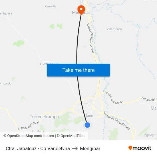 Ctra. Jabalcuz - Cp Vandelvira to Mengíbar map
