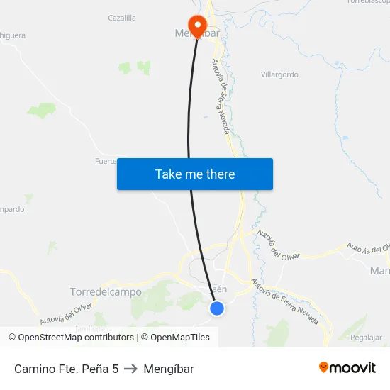 Camino Fte. Peña 5 to Mengíbar map