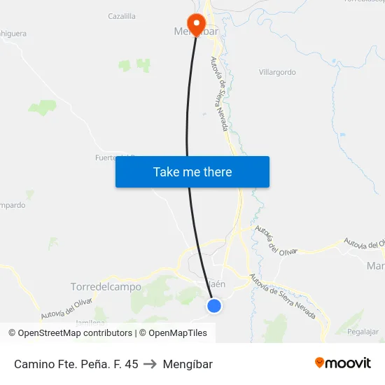 Camino Fte. Peña. F. 45 to Mengíbar map