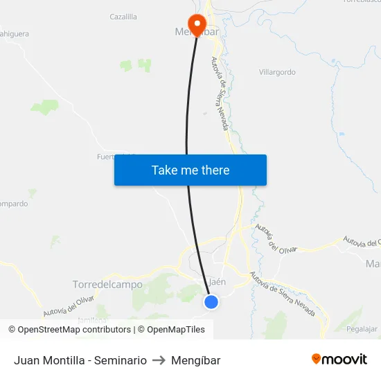 Juan Montilla - Seminario to Mengíbar map