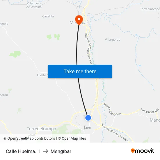 Calle Huelma. 1 to Mengíbar map