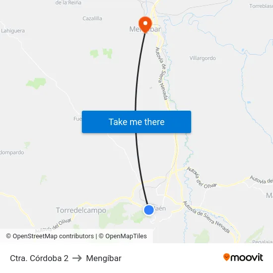 Ctra. Córdoba 2 to Mengíbar map