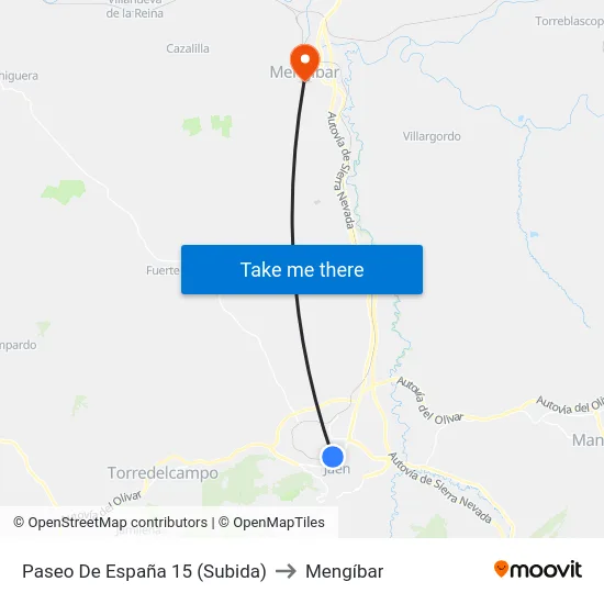 Paseo De España 15 (Subida) to Mengíbar map
