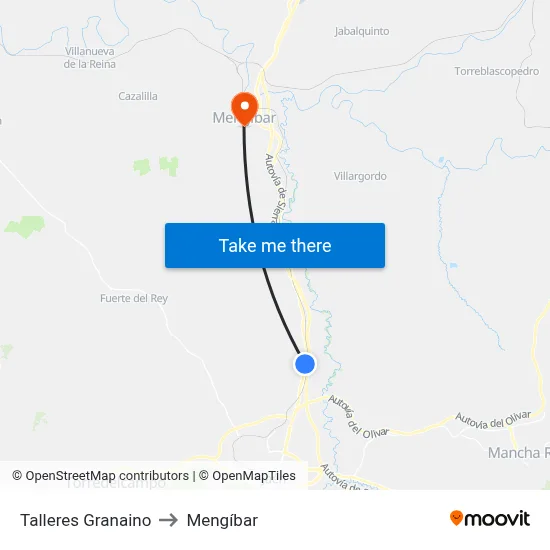 Talleres Granaino to Mengíbar map