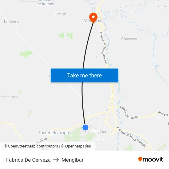 Fabrica De Cerveza to Mengíbar map