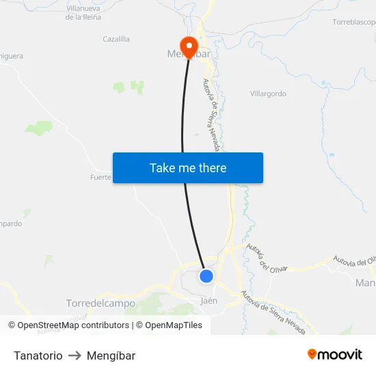 Tanatorio to Mengíbar map