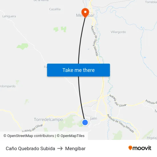 Caño Quebrado Subida to Mengíbar map