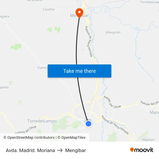 Avda. Madrid. Moriana to Mengíbar map