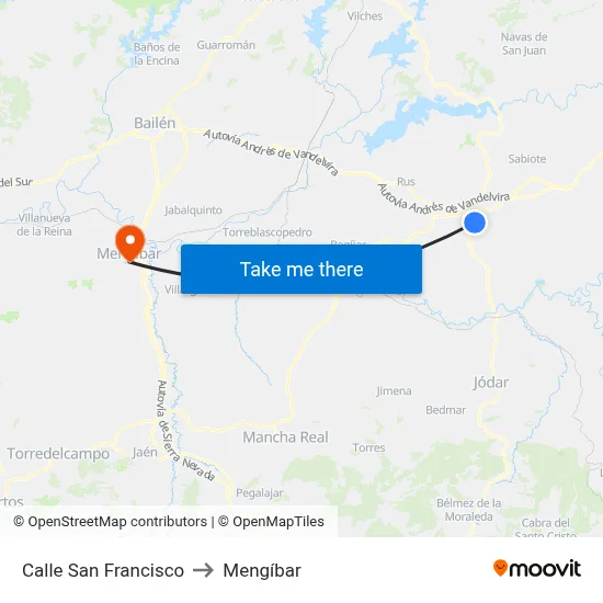 Calle San Francisco to Mengíbar map