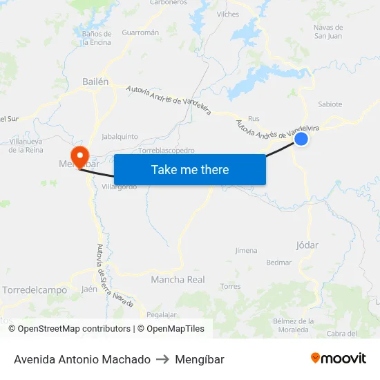 Avenida Antonio Machado to Mengíbar map