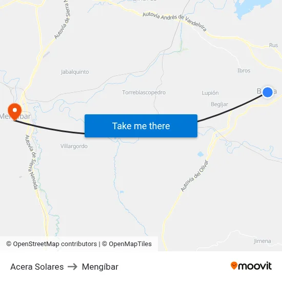Acera Solares to Mengíbar map