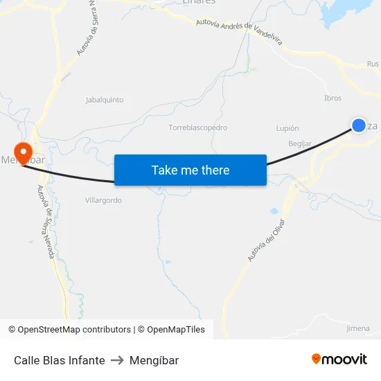 Calle Blas Infante to Mengíbar map