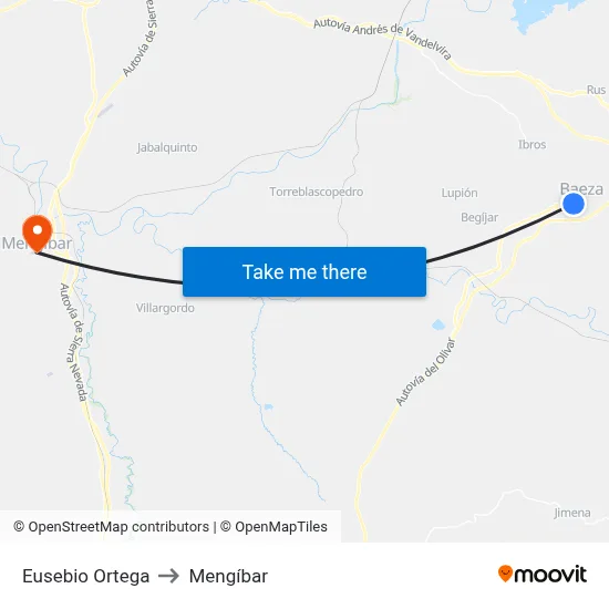 Eusebio Ortega to Mengíbar map