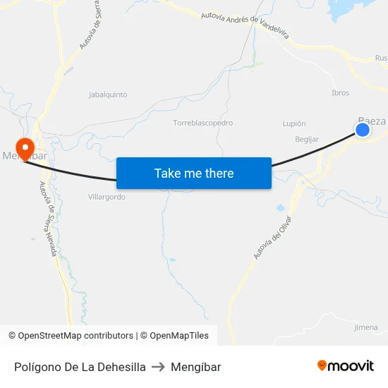 Polígono De La Dehesilla to Mengíbar map