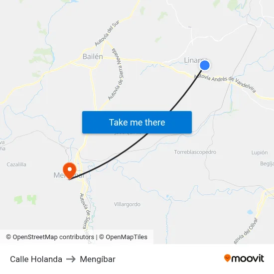 Calle Holanda to Mengíbar map